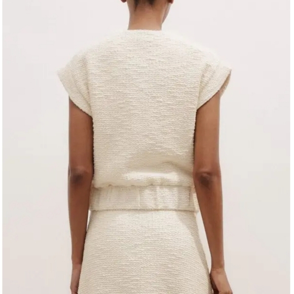 ME+EM Sleeveless Boucle Textured Bomber Jacket Vest Size 4 - Picture 5 of 8